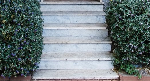These concrete stairs were stained to mimic the look of marble. This photo was taken in Coquitlam.